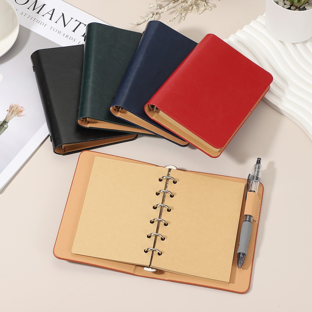 Binder Cover 2pcs A7 Kraft Leather Notebook, Dark Blue / Black