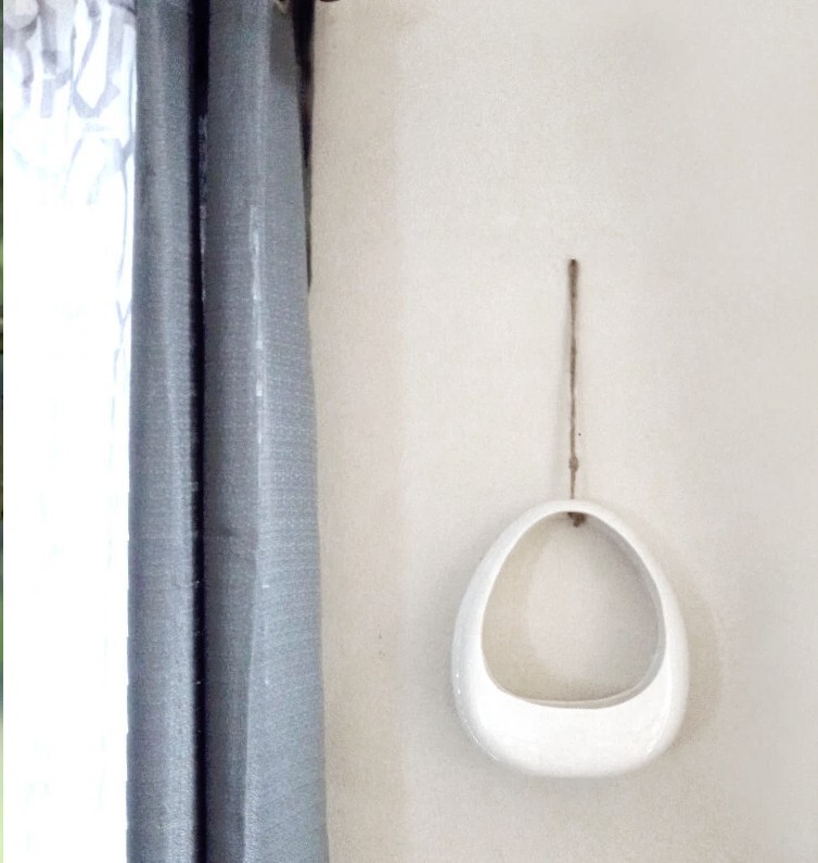 Wall Hanging Planter Pot Unique Skinny Shape Ceramic White