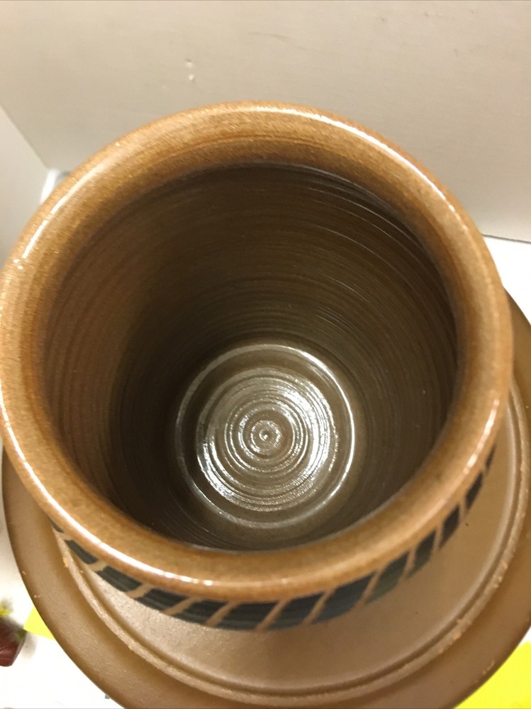 signed pottery vase leaves & design 9” see a010