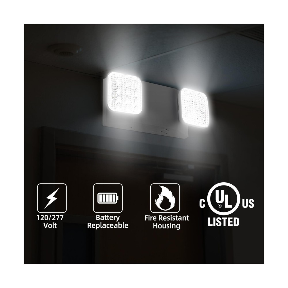 Emergency Light, LED Emergency Lighting with Battery Backup, 2 Adjustable Hea...