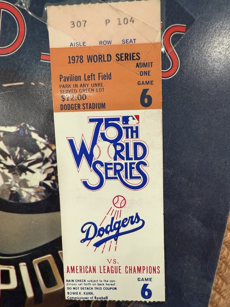 Yankees Vs Dodgers 1978 Official World Series Program With Ticket Stub