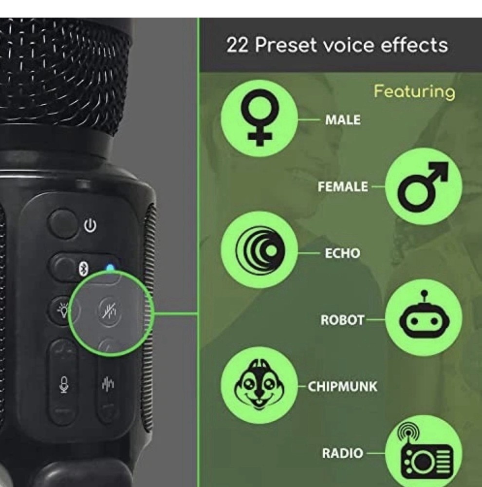Singing Machine Move Mic Wireless Handheld Bluetooth Karaoke Microphone w/Speake