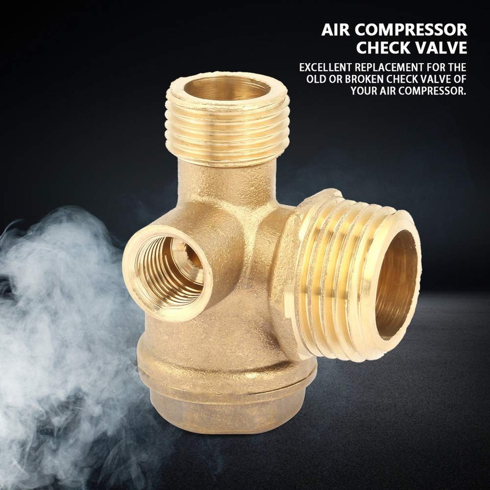 Air Compressor Check Valve, 3-Way Brass Male Threaded Air Compressor Check Va...