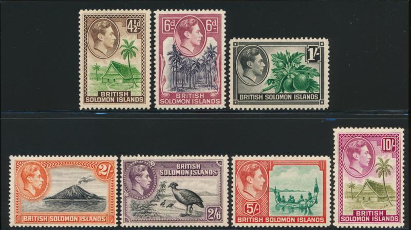 SOLOMON ISLANDS 73-79 MINT HINGED KGVI HIGH VALUES