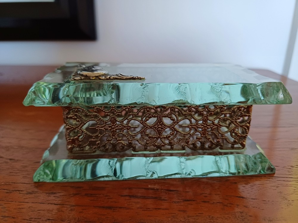 Continental glass and Filigree silver Patch/Trinket Box