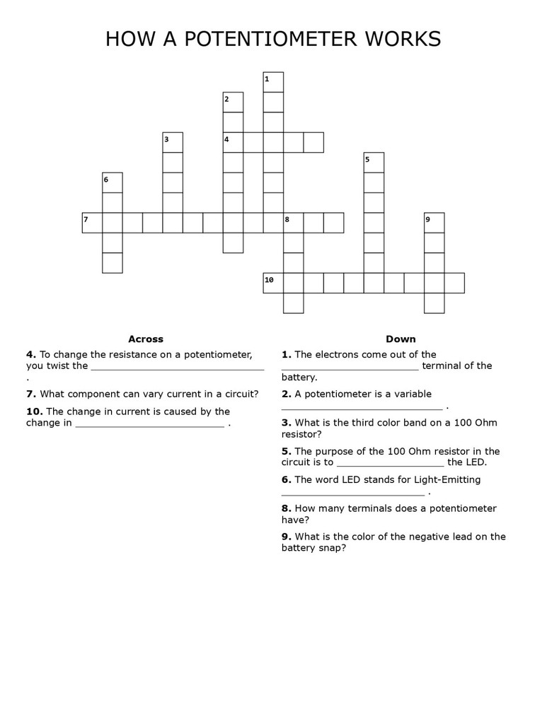 5th Grade- Lesson Plan #Exp02 "HOW A POTENTIOMETER WORKS" Science-Electronics