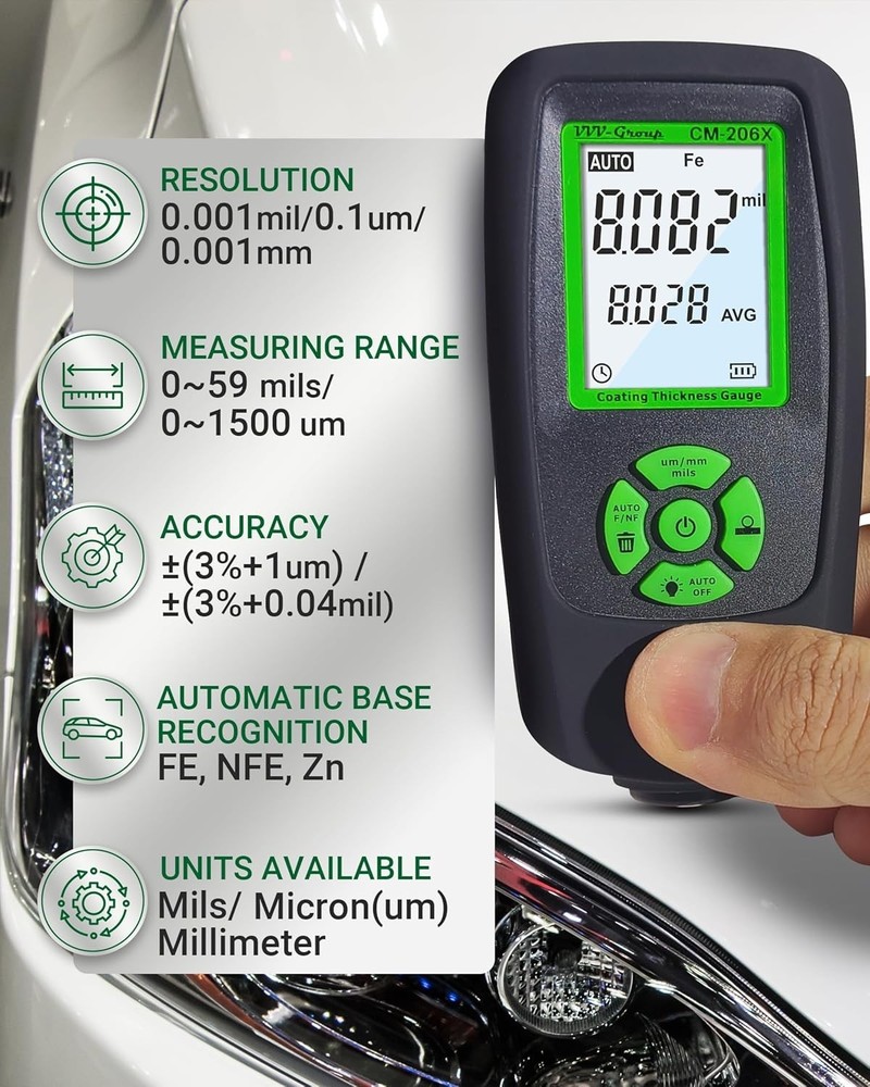Ruby Probe Coating Thickness Meter for Accurate Measurements on Vehicle Surfaces