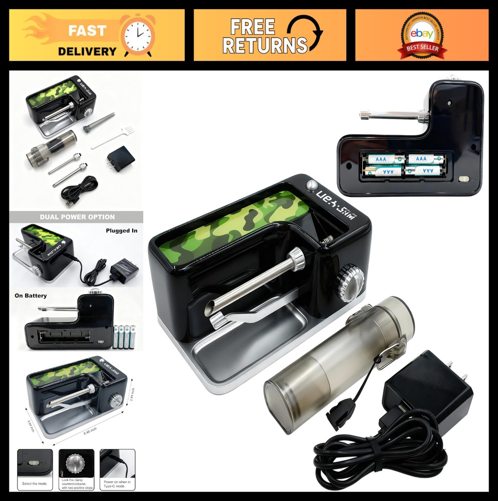 Automatic Cigarette Rolling Machine - USB-C & Battery Powered, Adjustable Densit