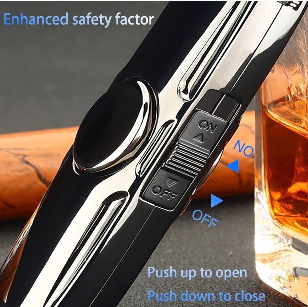 Jet Torch Butane Refillable Lighter, Windproof Blue Flame Cool Design,