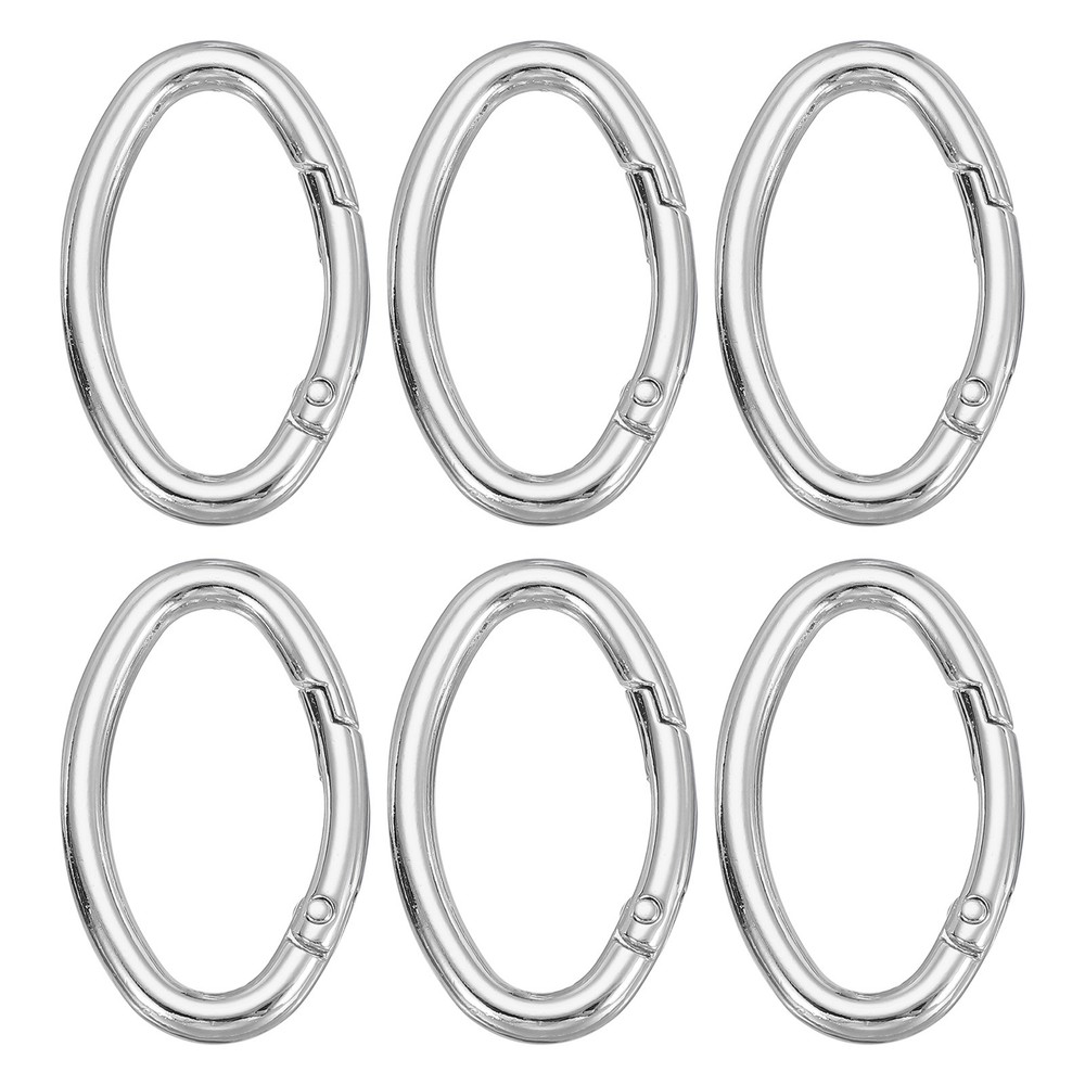 6 Pcs 47mm Oval Egg Shaped Spring Snap Keychain Clip for Purses Silver