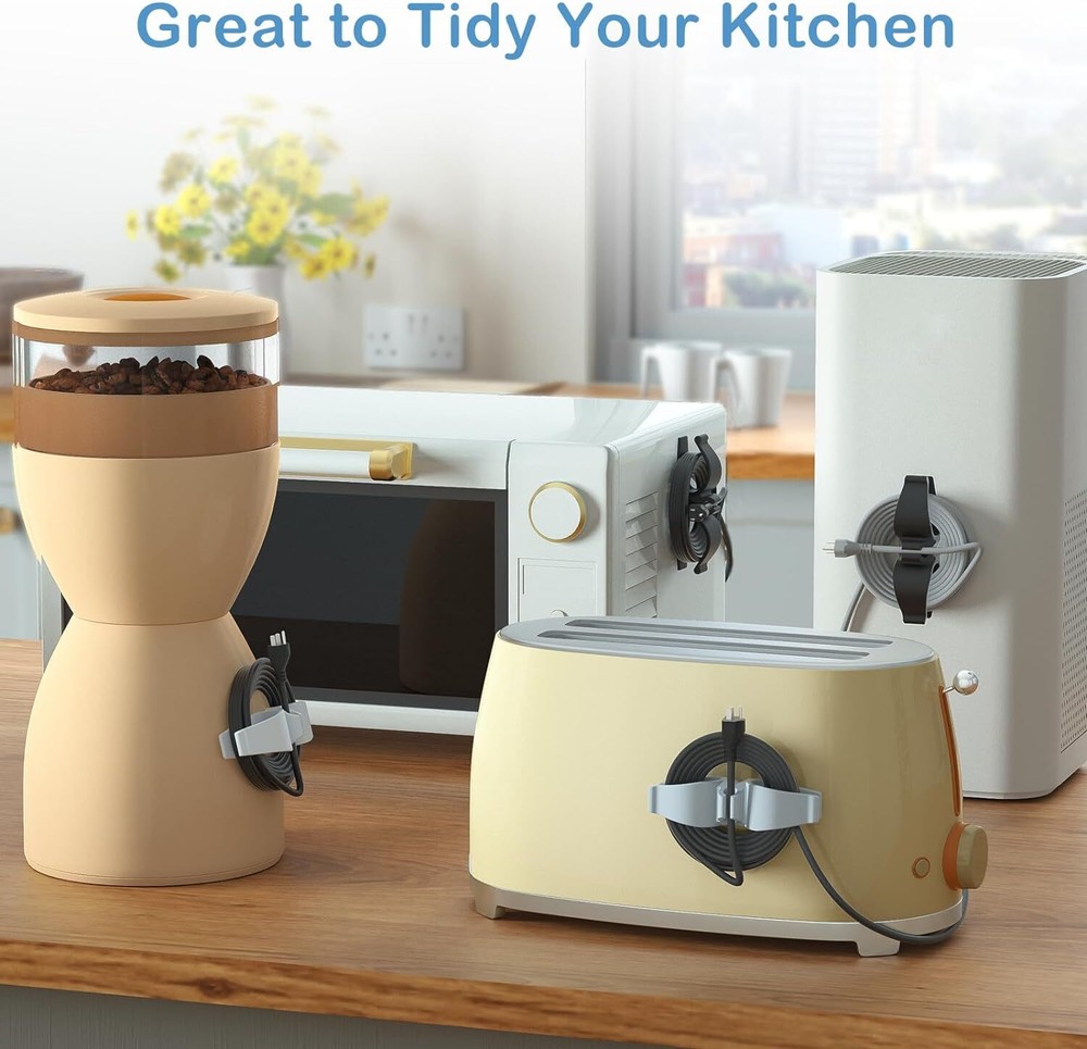 Cord Organizer for Appliances, 8 Pack Upgraded Kitchen 3*Black+2*White+3*Grey