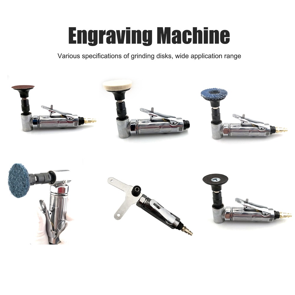 Engraving Machine 90°Bend Angle Pneumatic Grinding Polishing Tool W/ Emery Disk