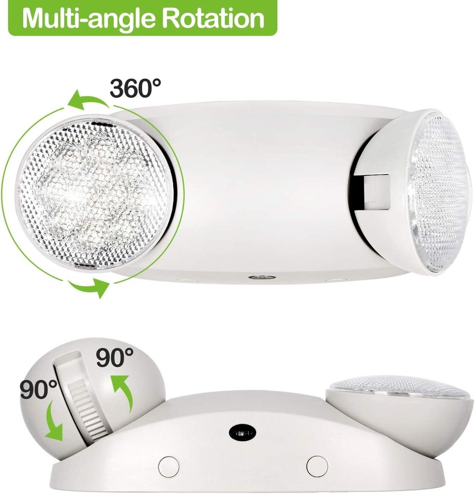LED Emergency Exit Light Adjustable 2 Round Head With Battery Back-up UL 924