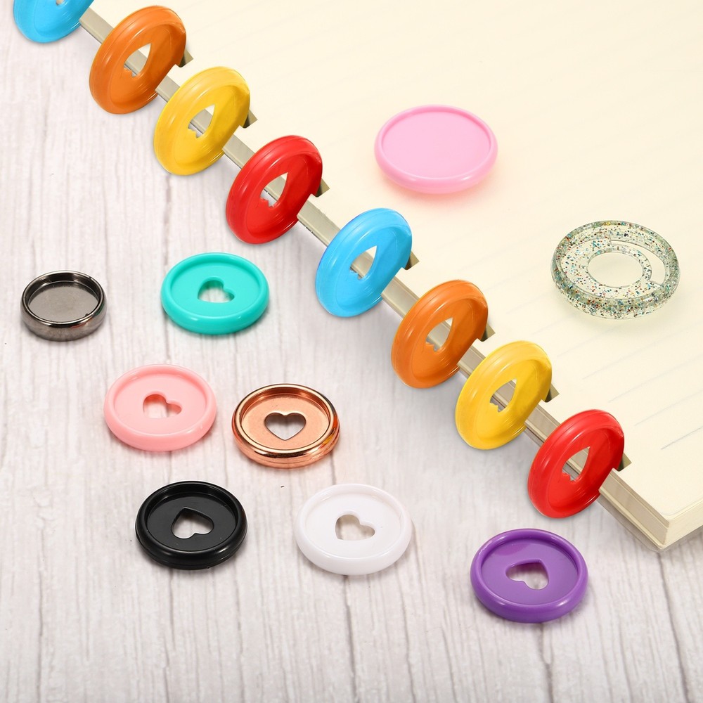 35mm Plastic Book Binding Discs, 11 Pack Expansion Discs Heart, White