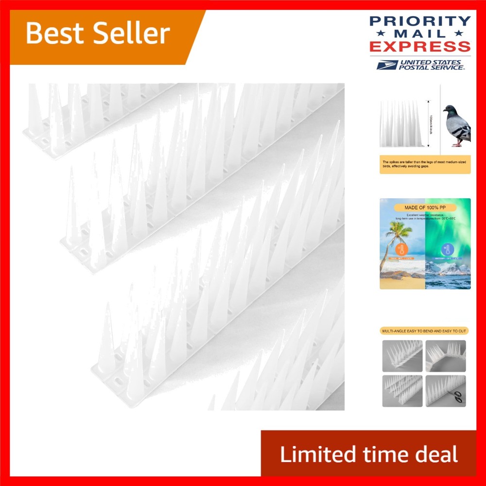 Frosted White 20ft Medium Bird Spikes - Effective & Humane Pest Control Solution