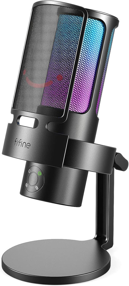 FIFINE Gaming USB Microphone, PC Computer Mic with 4 Polar Patterns for Podcast