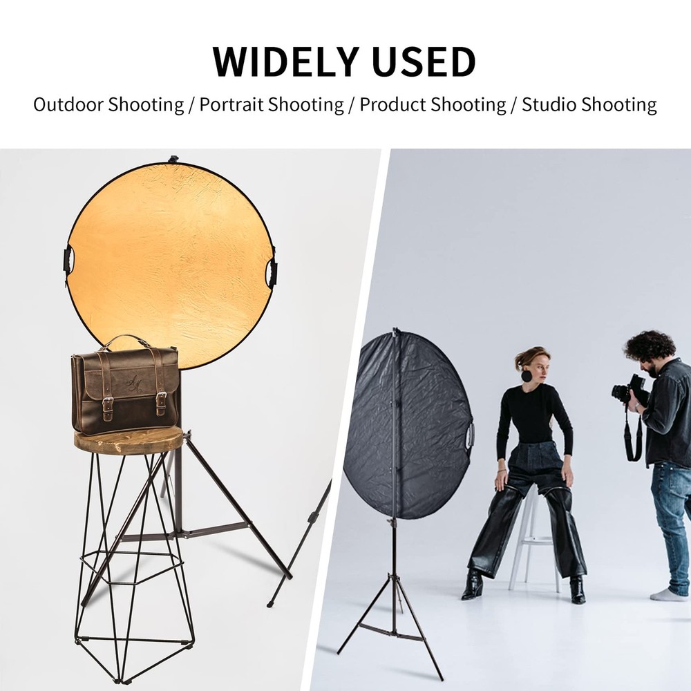 Selens Handle Round 32in Reflector Stand Kit, black, white, gold, silver