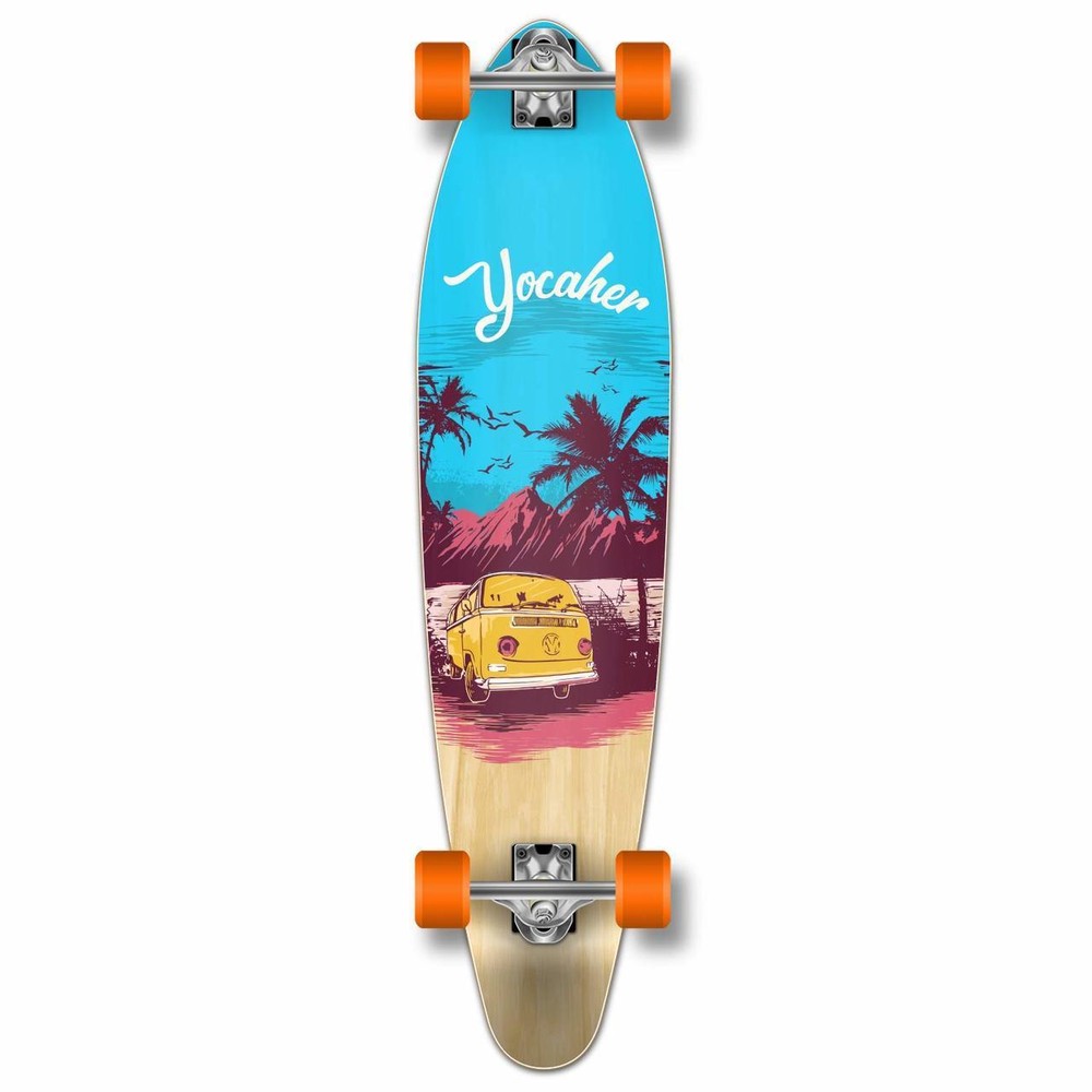 Yocaher Kicktail Longboard Complete - VW Series - Blue N' Red