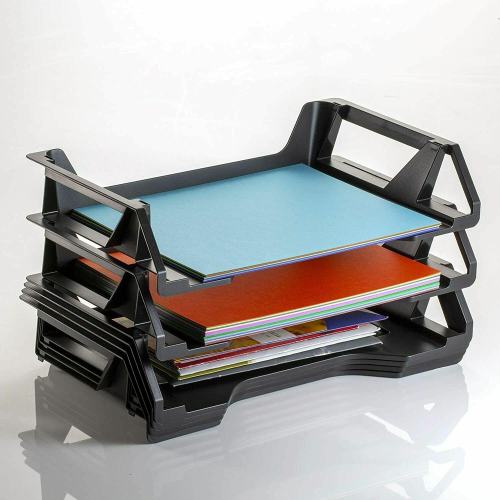 6 Pack Letter Tray Desk Office File Document Paper Holder Stackable Organizer