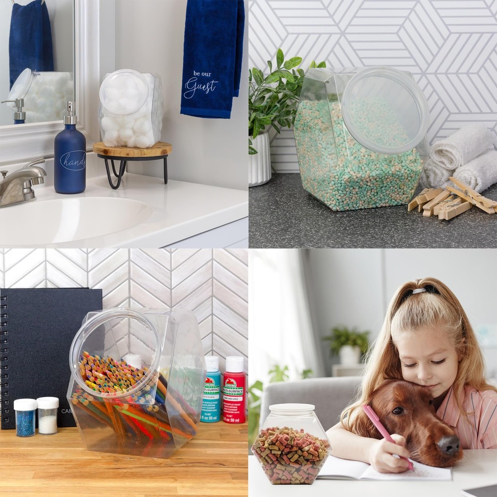 Gallon Plastic Container Candy Jars (2-Pack); Hexagon Shaped Countertop Displ...