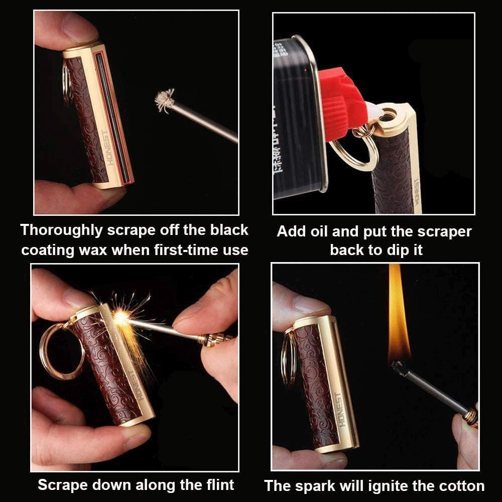 Permanent Match,Keychain Matchstick Fire Starter Immortal Lighter,Flint Match St