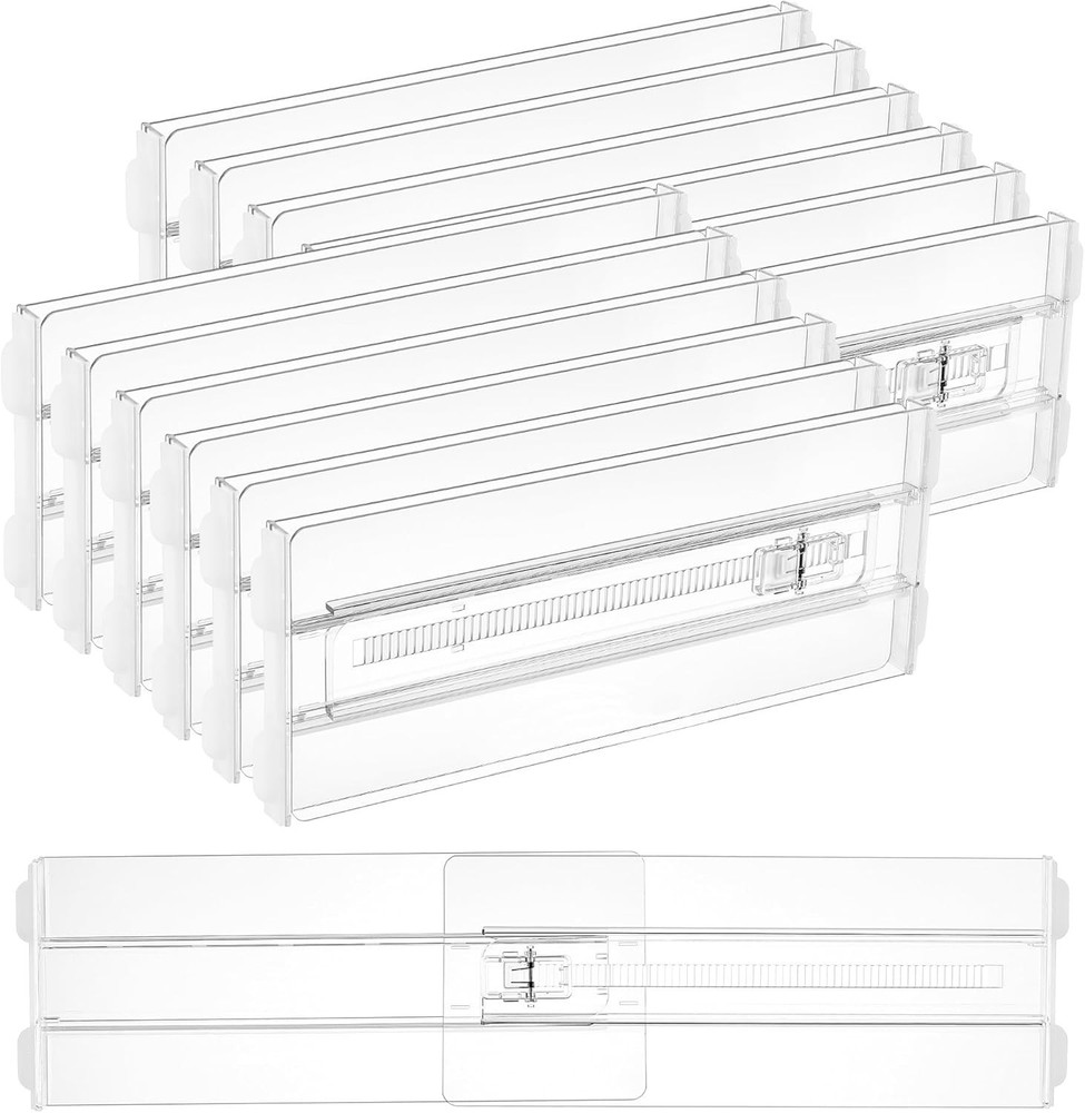 12 Pack Drawer Dividers Adjustable Expandable 10.2-16.5 Clear Organizer