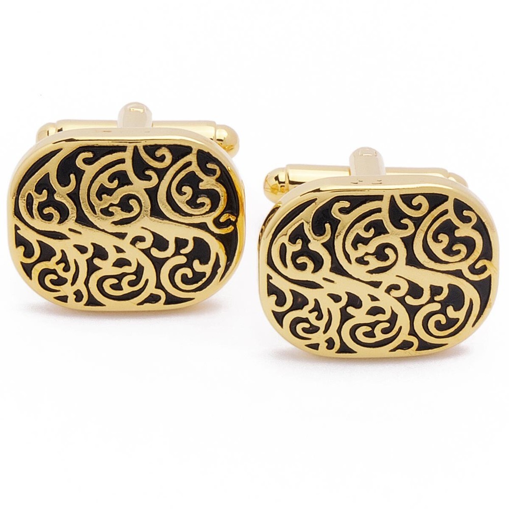 Cufflinks - Gold and Black with Fine Line