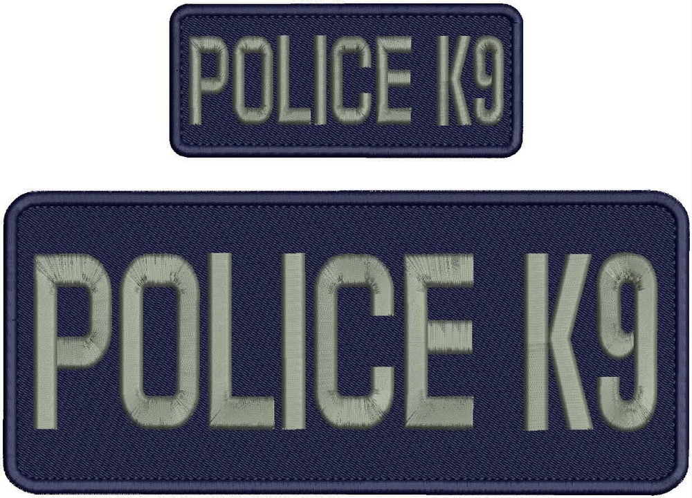 POLICE K9 EMB PATCH 4X10 & 2X5 HOOK ON BACK NAVY BLUE/GRAY