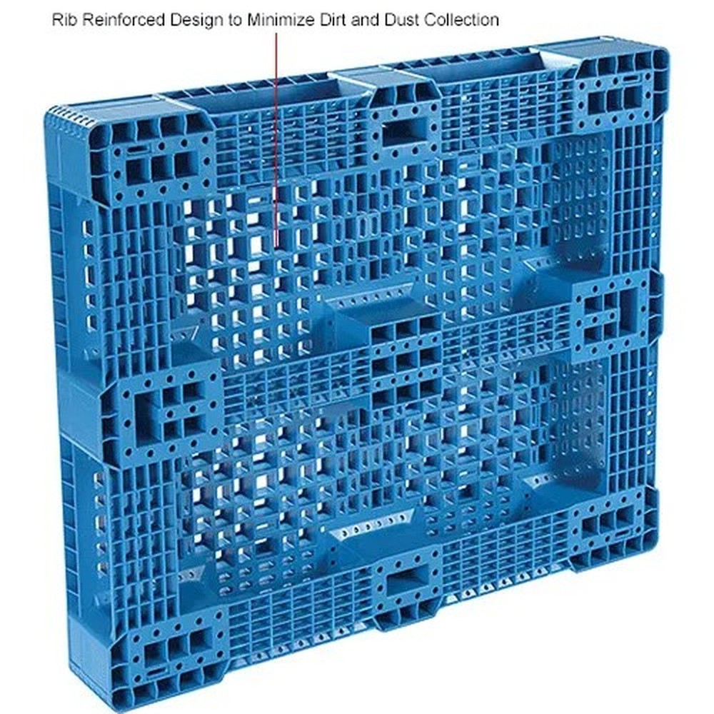 Rackable & Stackable Pallet, Poly, 4-Way, 48"x40", 30000 Lb Stat Cap, Blue