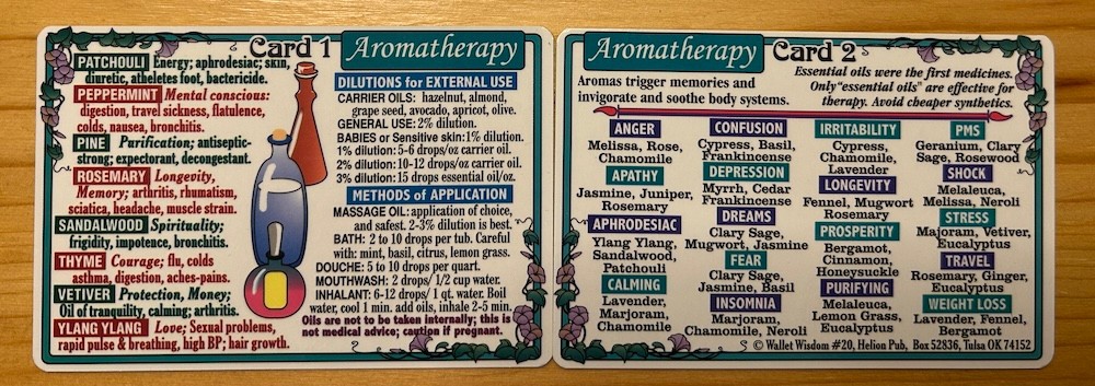 Aromatherapy Wallet Cards #1 and #2!
