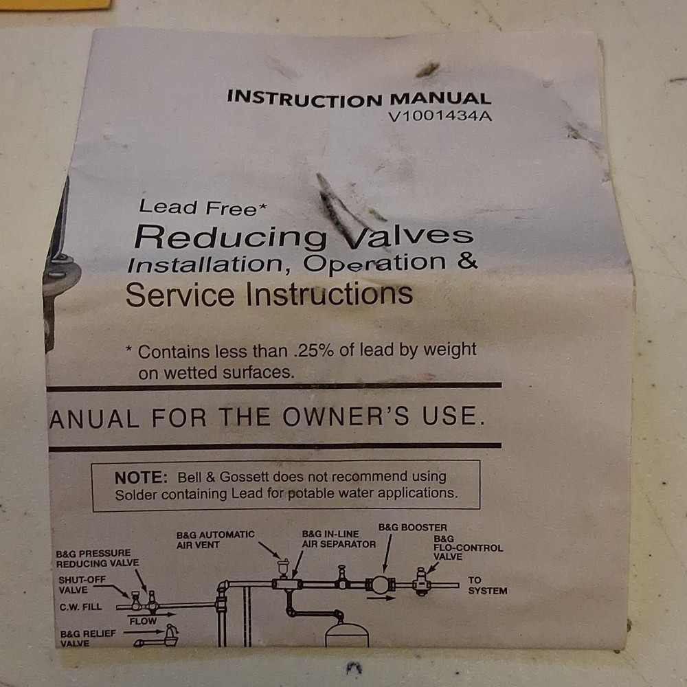 NEW Bell & Gossett FB-38 Pressure Reducing Valve 110192LF Lead-Free 1/2" NPT