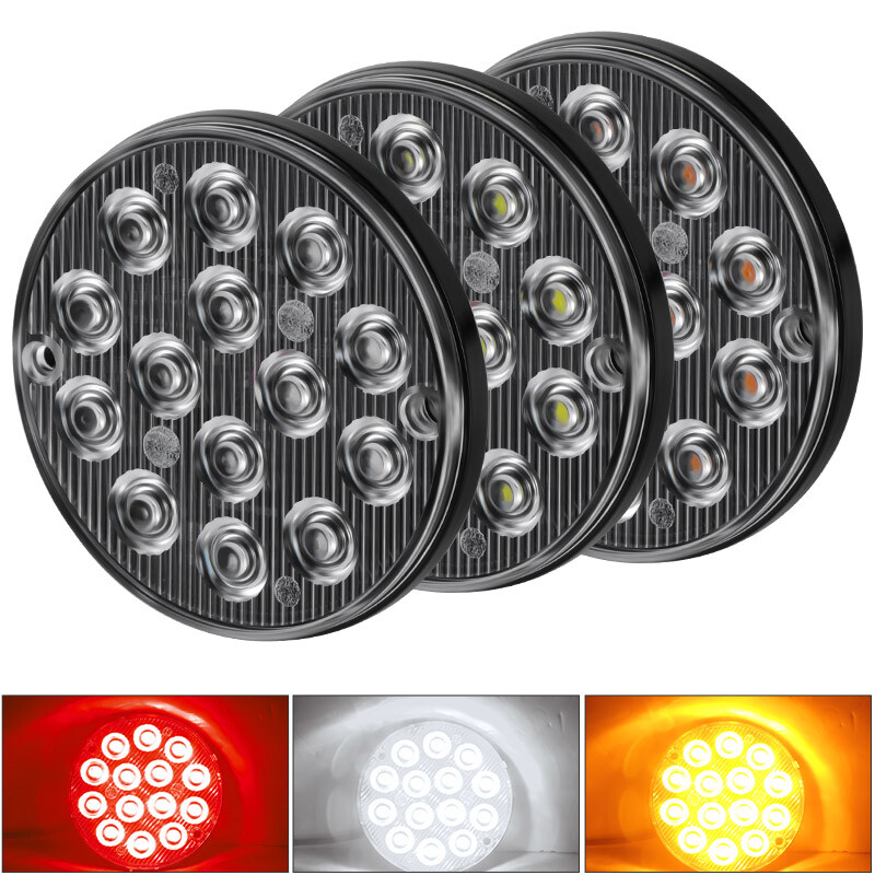 2X 3inch Round 14-LED Truck Tail Stop Brake Emergency Marker Flash Strobe Light