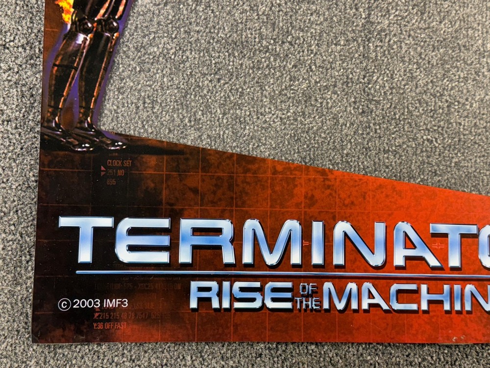Stern Terminator 3 Pinball Machine Game Backglass Translite ORIGINAL