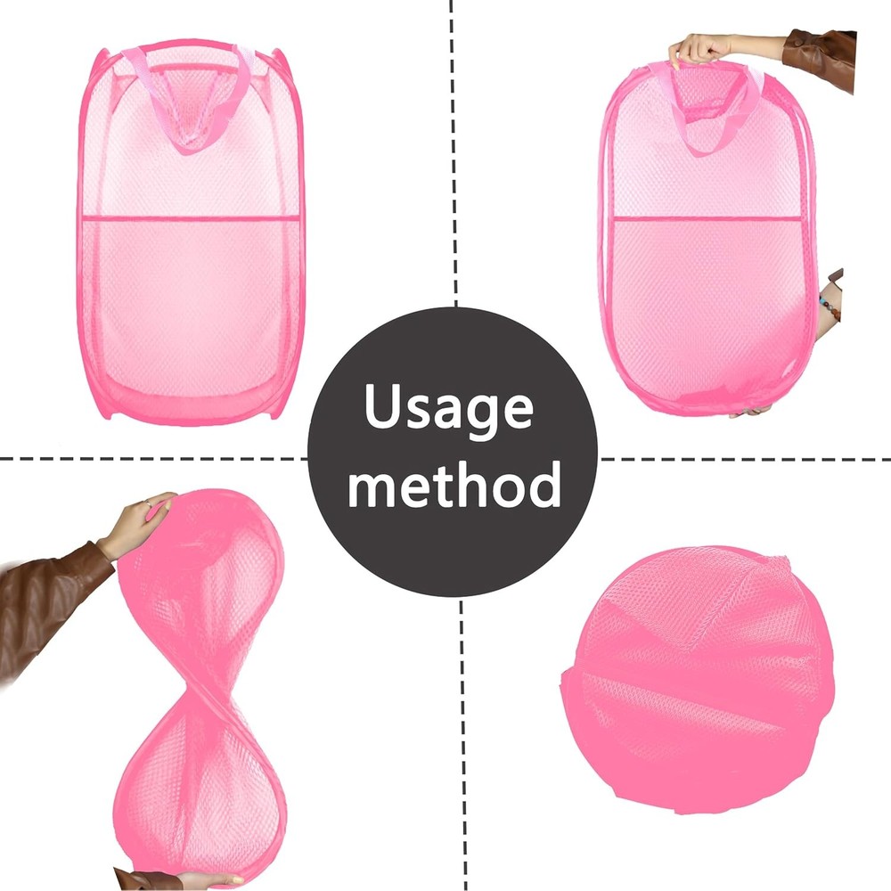 Collapsible Pop Up Laundry Hamper, Extra Large Mesh Foldable Laundry Basket Bag,