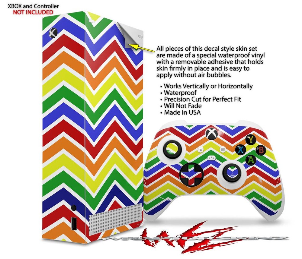 Skin Wrap for XBOX Series S Console Controller Zig Zag Rainbow