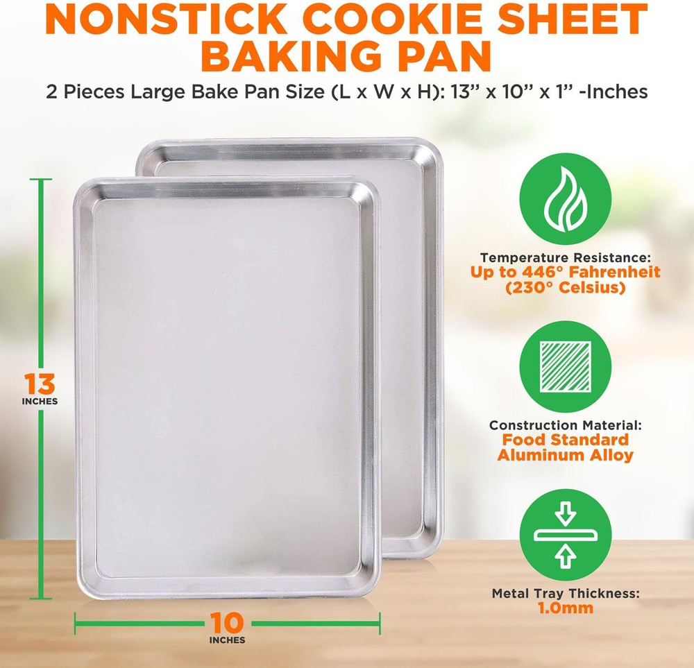 Non Stick Baking Sheets, Cookie Pan Aluminum Bakeware, Professional Quality Kitc