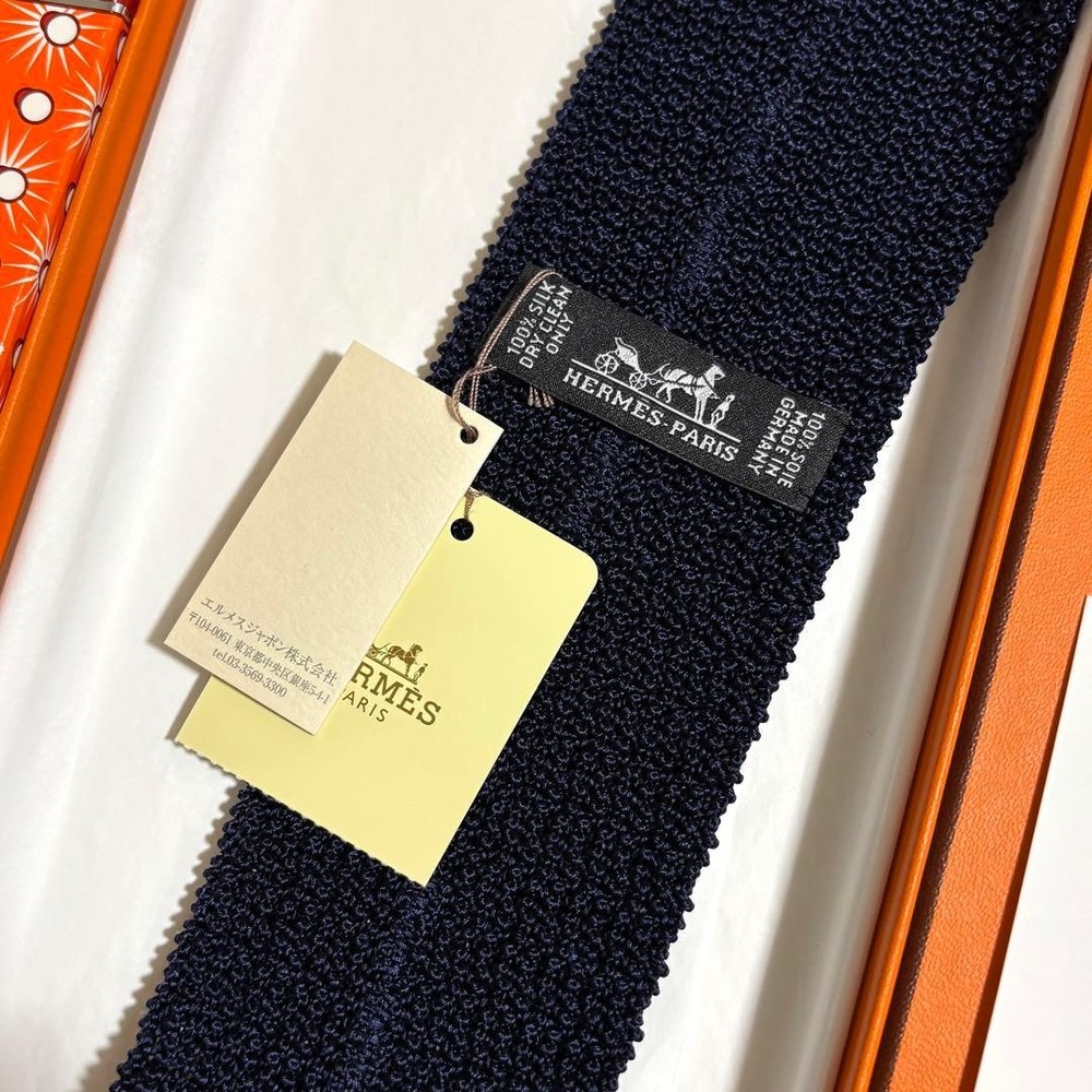 Hermes Navy Tie Unused Classic Accessory