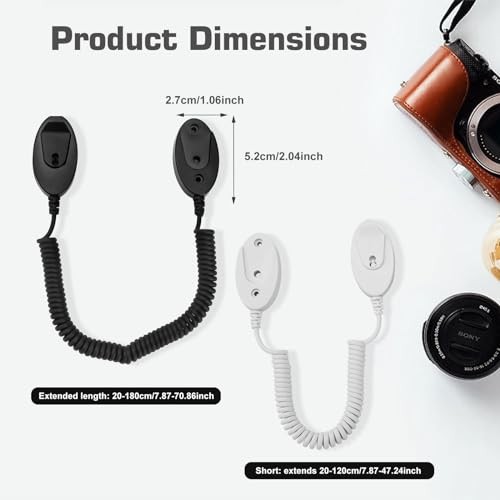 4-Pack Magnetic Remote Control Holders with Spring Ropes Black 70 inch，4 Pack