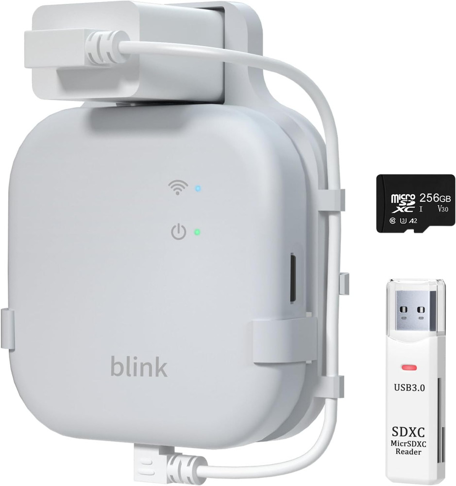 256GB Micro SD Card & Outlet Wall Mount for Blink Sync Module XR with Short Cabl