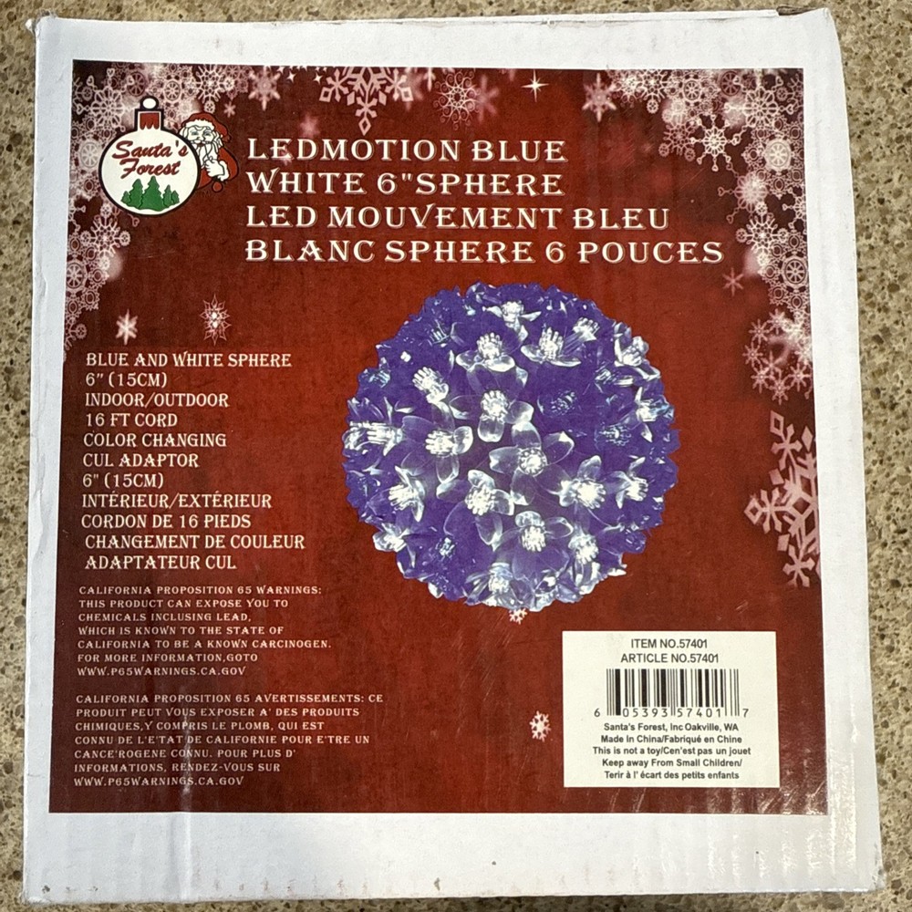 Santa’s Forest LEDMOTION Light Blue / White 6” Sphere B25