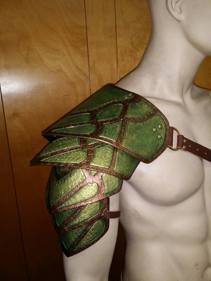 LEATHER ARMOR ORNATE SENTINEL 2 SHOULDER LARP COSPLAY