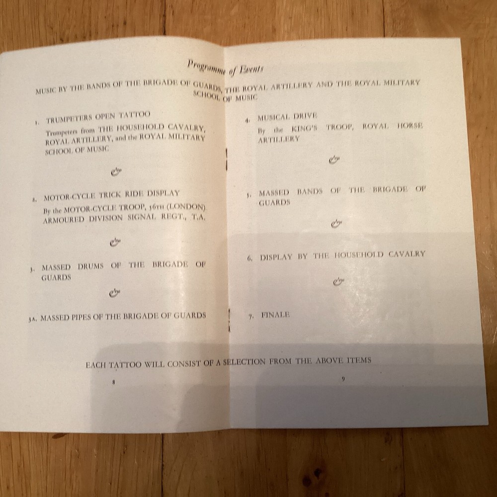 LONDON DISTRICT TATTOOS 1950 Programme