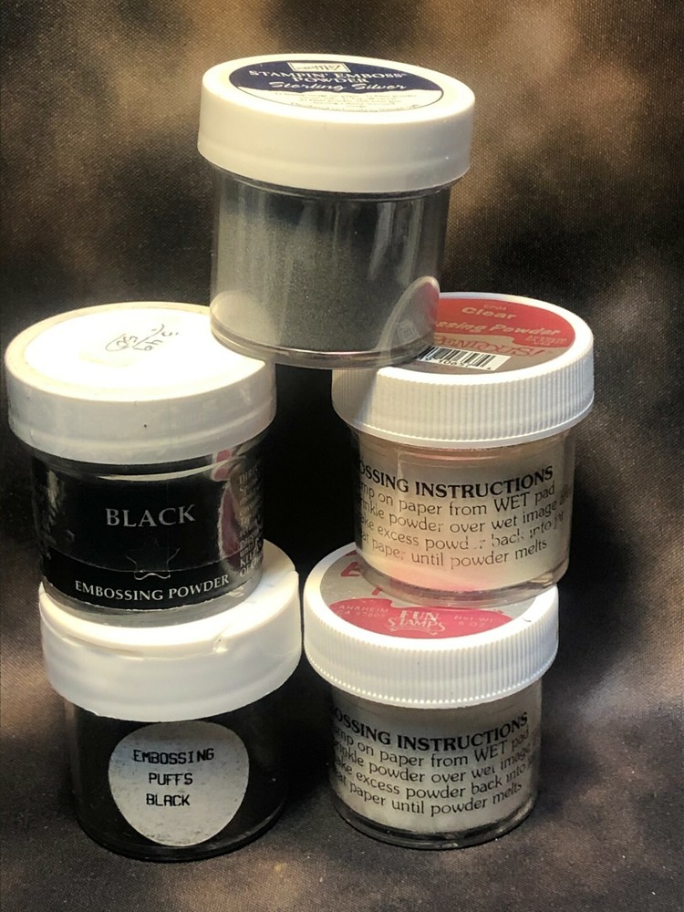 Embossing powder .6 oz Clear Silver Black All Full