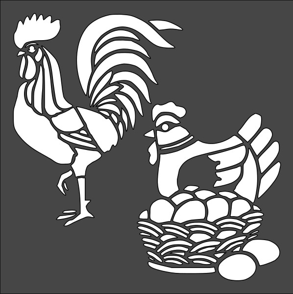 6"x6" Clear Plastic Stencil - Rooster & Hen (SA113)*****