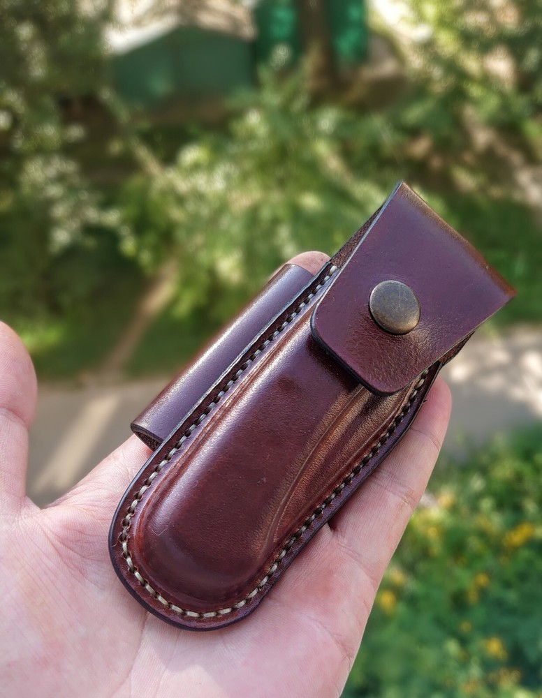 Horizontal scabard leather sheath for buck 110 Folding Hunter