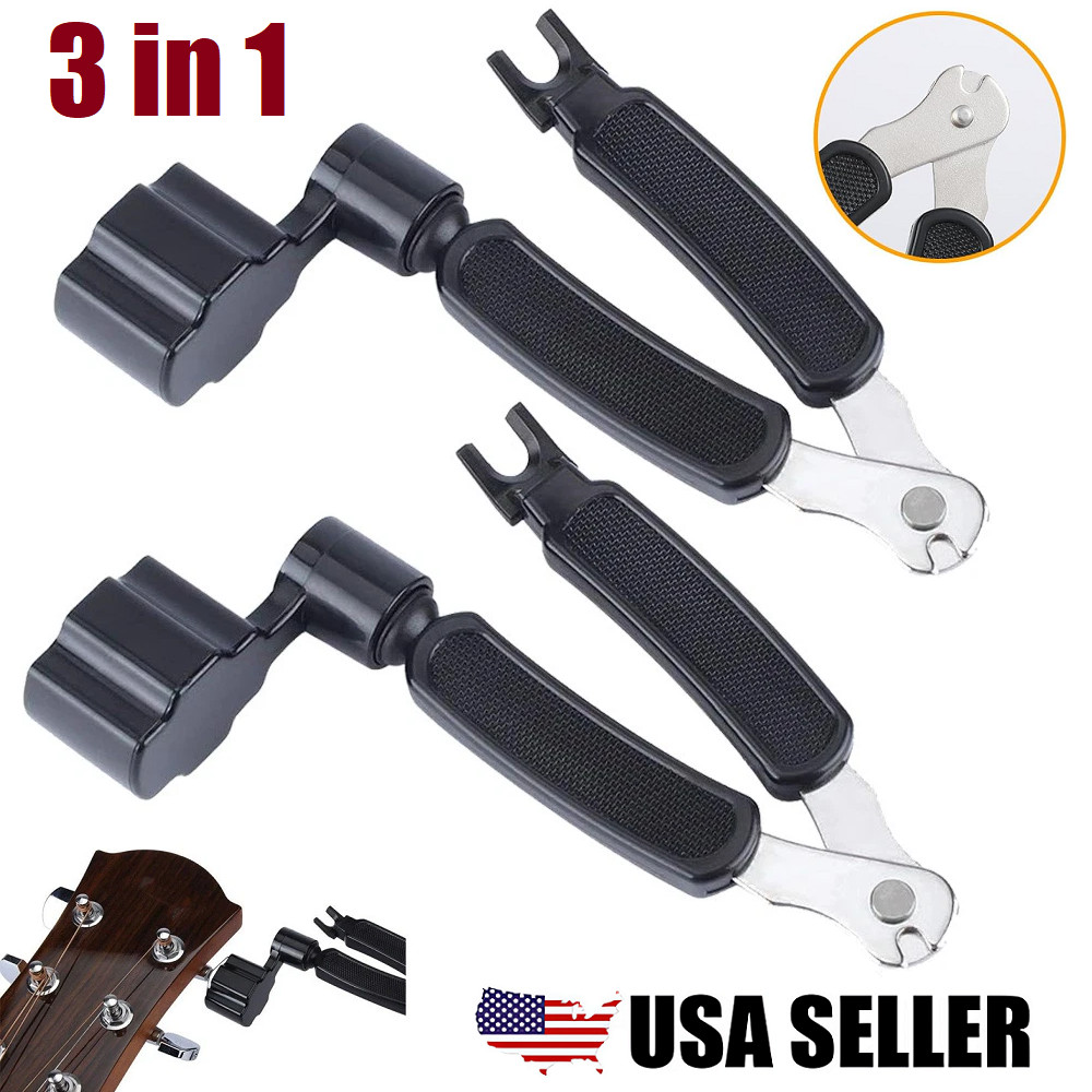 2× Professional Guitar String Winder Cutter Bridge Pin Puller Guitar Repair Tool