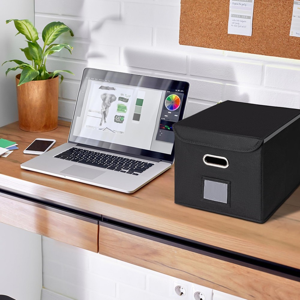 File Organizer Box with Lid, Large Hanging File Folder Organizer with Plastic...