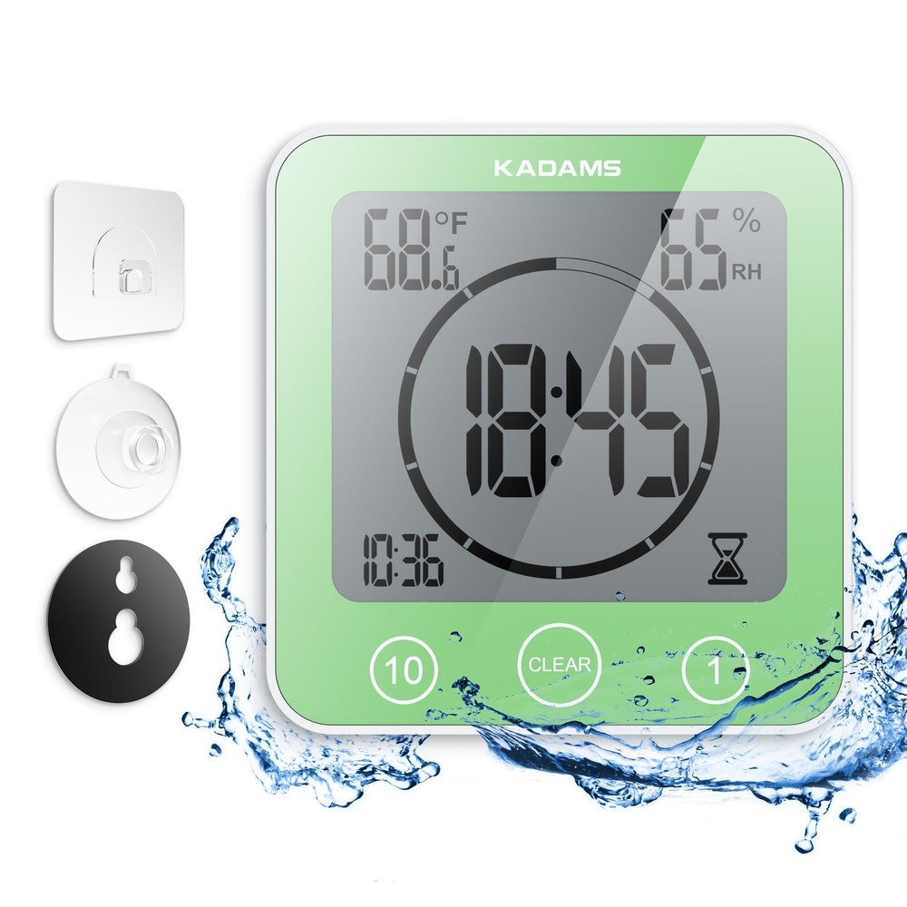 Shower Clock Waterproof Bathroom Timer – Digital Wall Clock with Countdown, M...