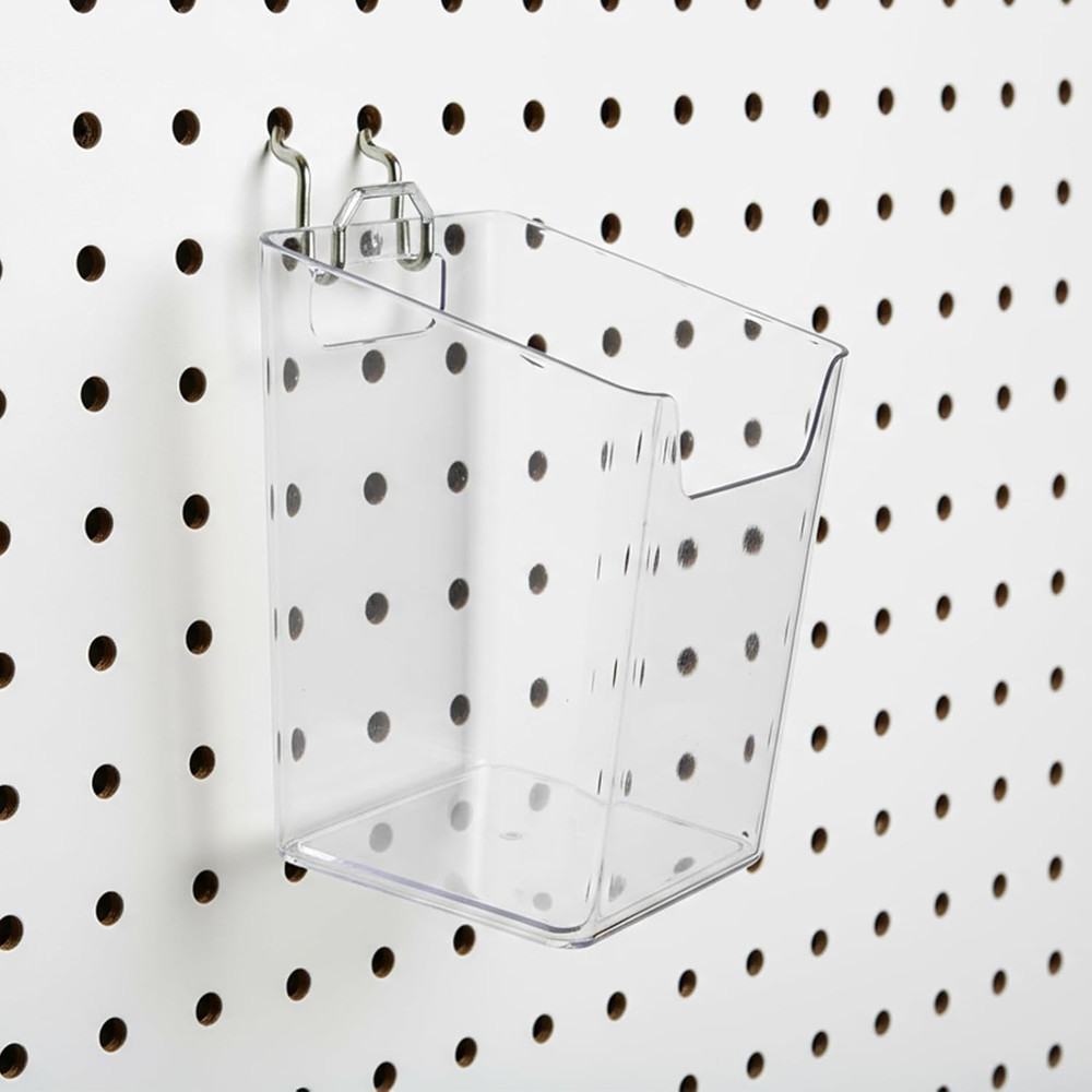 6 Pack Clear Pegboard Cups with Hooks Plastic Peg Board Bins Pegboard Organizer
