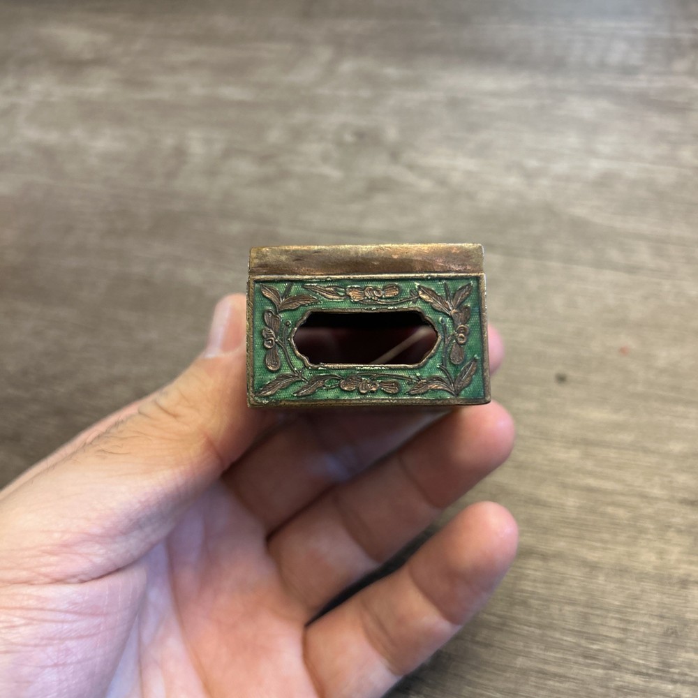 Vintage Jade & Enamel Match Box